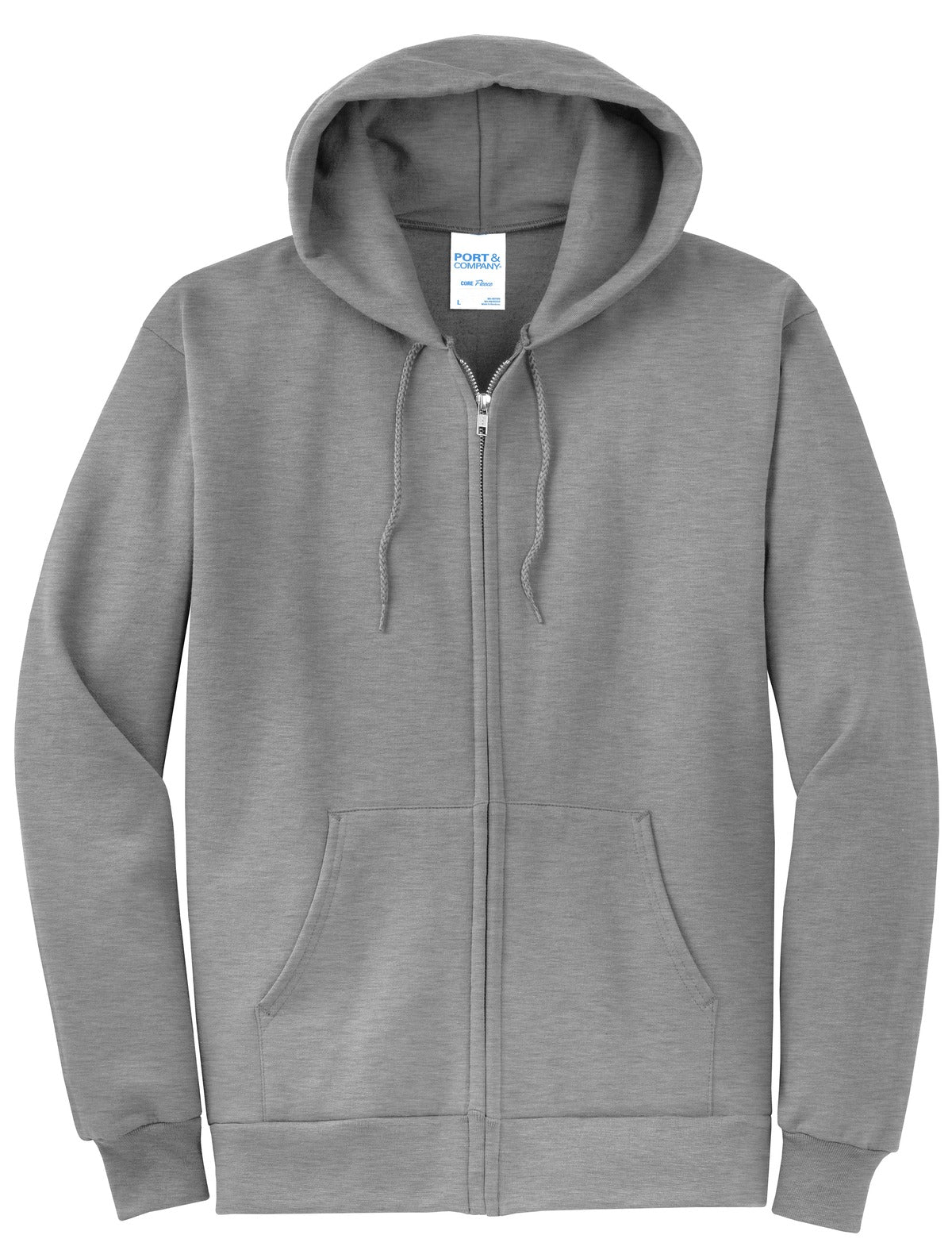 Port & Company Core Fleece Full-Zip Hooded Sweatshirt. PC78ZH Athletic Heather