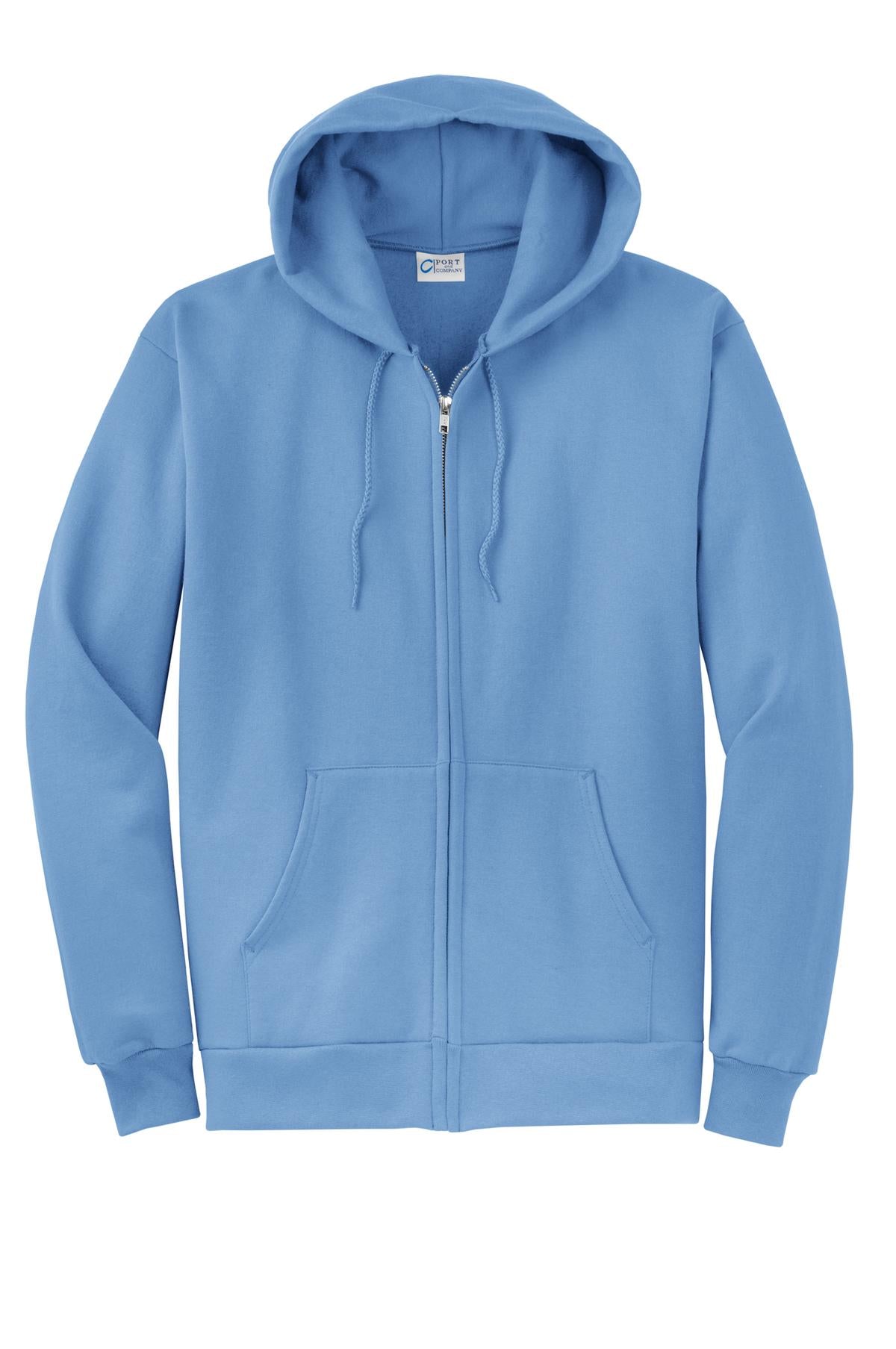 Port & Company Core Fleece Full-Zip Hooded Sweatshirt. PC78ZH Carolina Blue