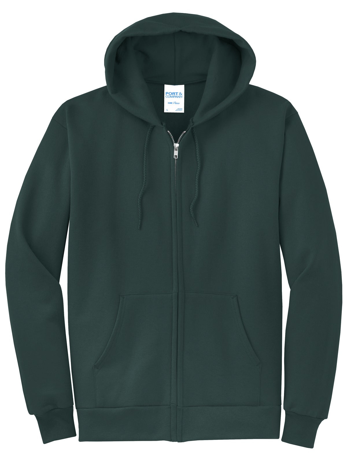 Port & Company Core Fleece Full-Zip Hooded Sweatshirt. PC78ZH Dark Green