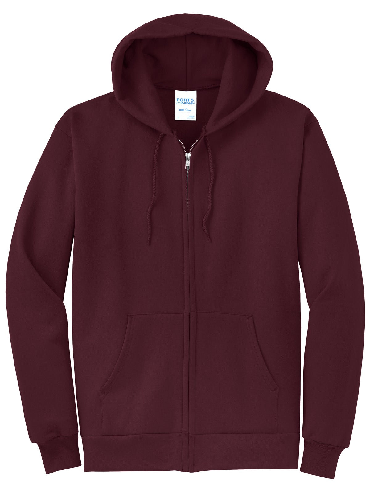 Port & Company Core Fleece Full-Zip Hooded Sweatshirt. PC78ZH Maroon