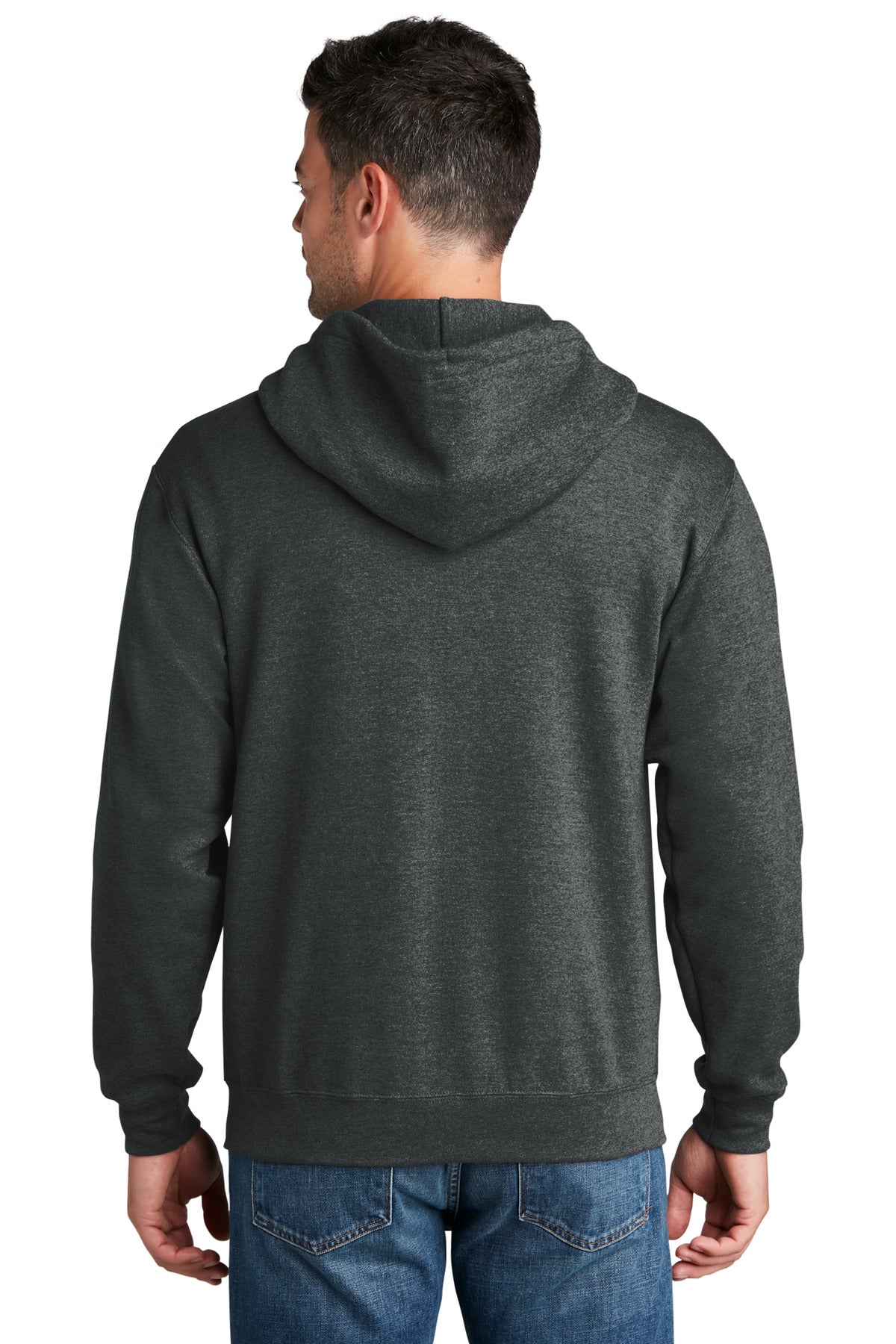 Port & Company Core Fleece Full-Zip Hooded Sweatshirt. PC78ZH Black Heather