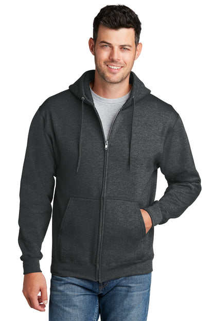 Port & Company Core Fleece Full-Zip Hooded Sweatshirt. PC78ZH Black Heather