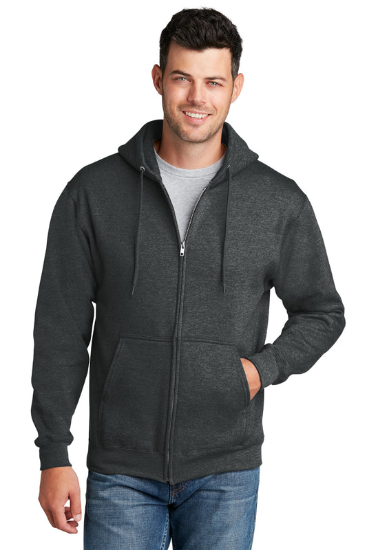Port & Company Core Fleece Full-Zip Hooded Sweatshirt. PC78ZH Black Heather