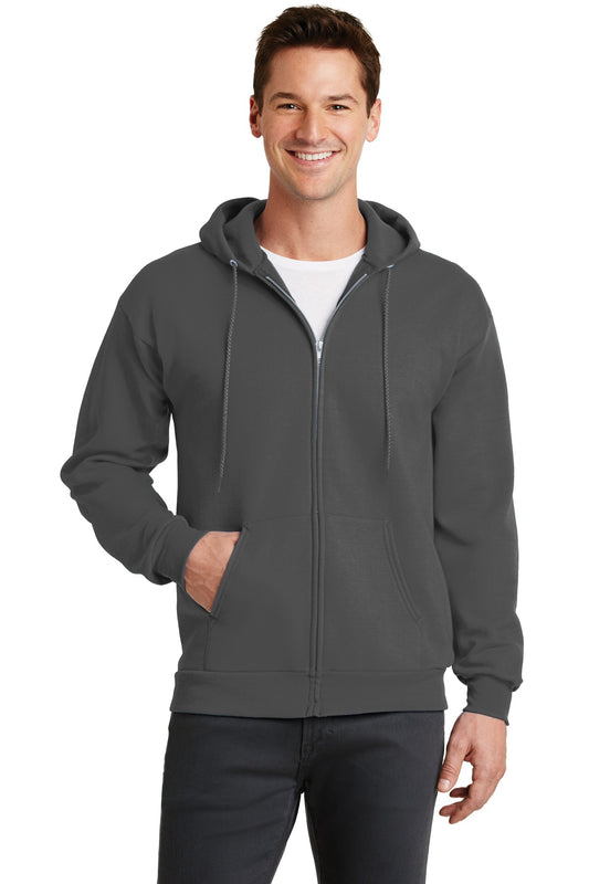 Port & Company Core Fleece Full-Zip Hooded Sweatshirt. PC78ZH Charcoal