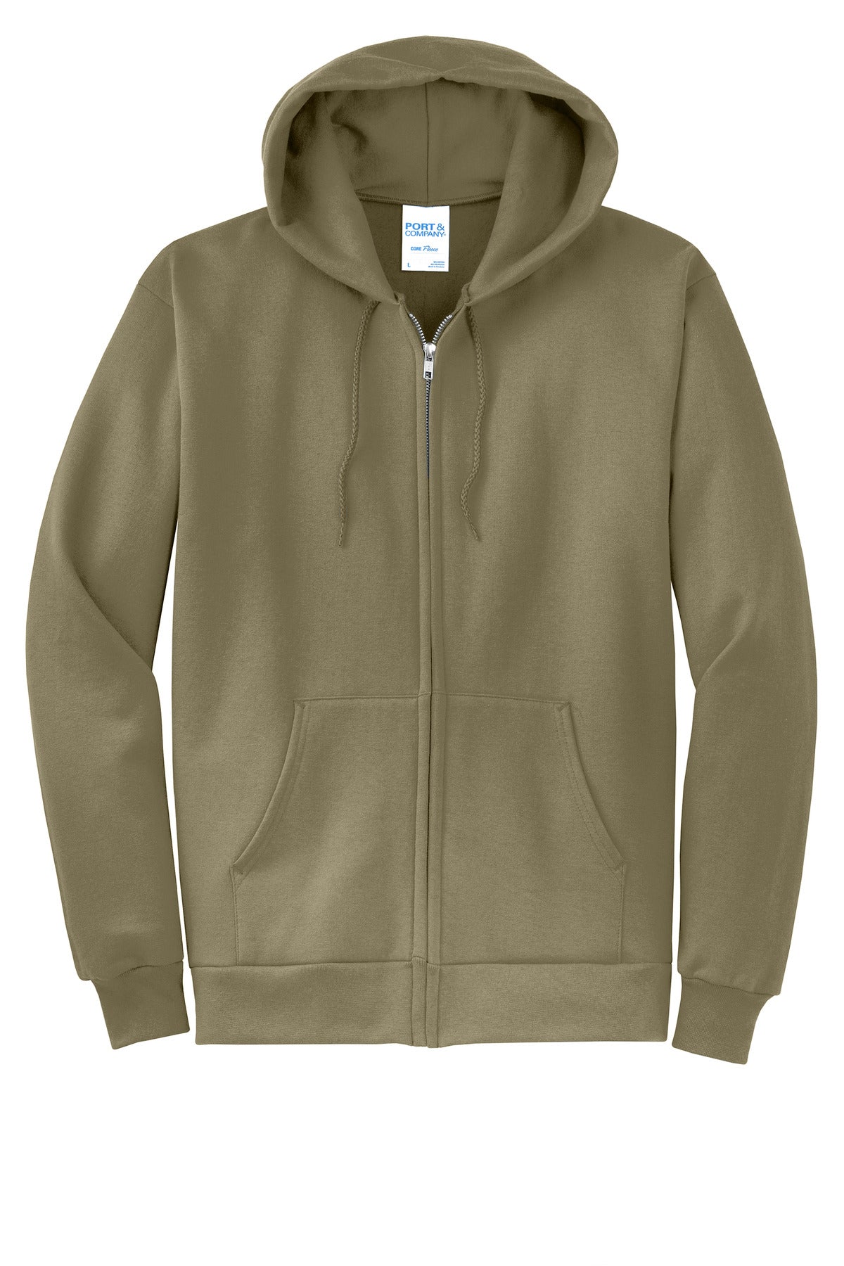 Port & Company Core Fleece Full-Zip Hooded Sweatshirt. PC78ZH Coyote Brown