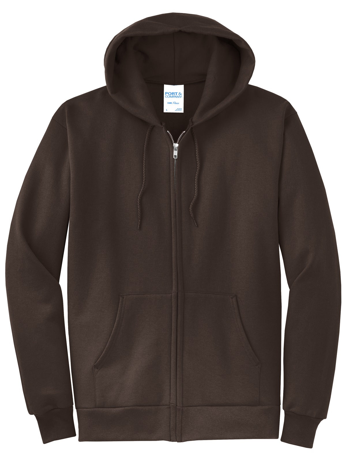 Port & Company Core Fleece Full-Zip Hooded Sweatshirt. PC78ZH Dark Chocolate Brown