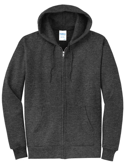 Port & Company Core Fleece Full-Zip Hooded Sweatshirt. PC78ZH Dark Heather Grey