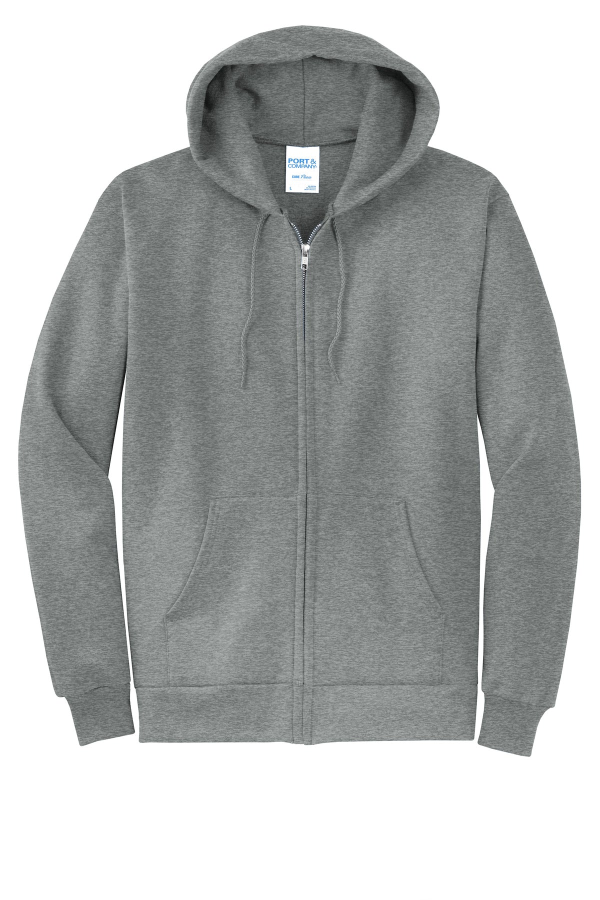 Port & Company Core Fleece Full-Zip Hooded Sweatshirt. PC78ZH Graphite Heather