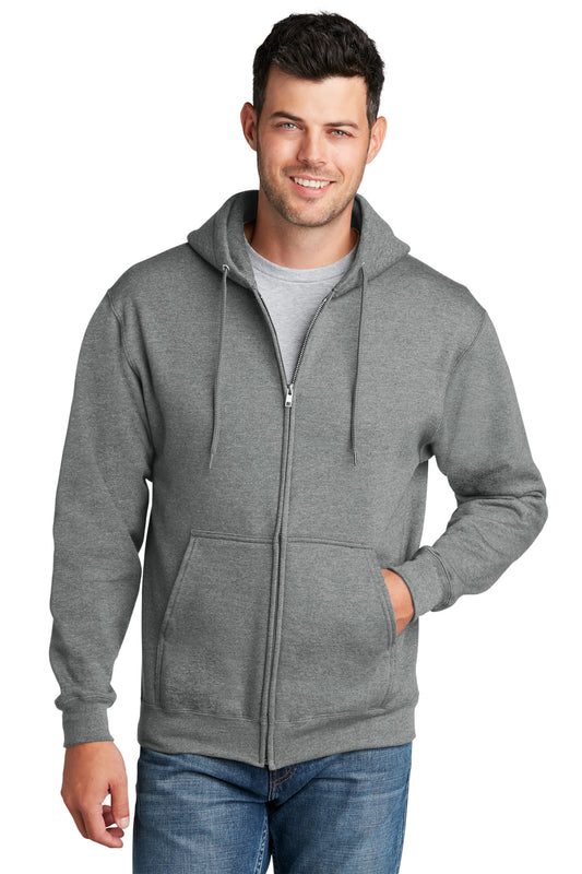 Port & Company Core Fleece Full-Zip Hooded Sweatshirt. PC78ZH Graphite Heather