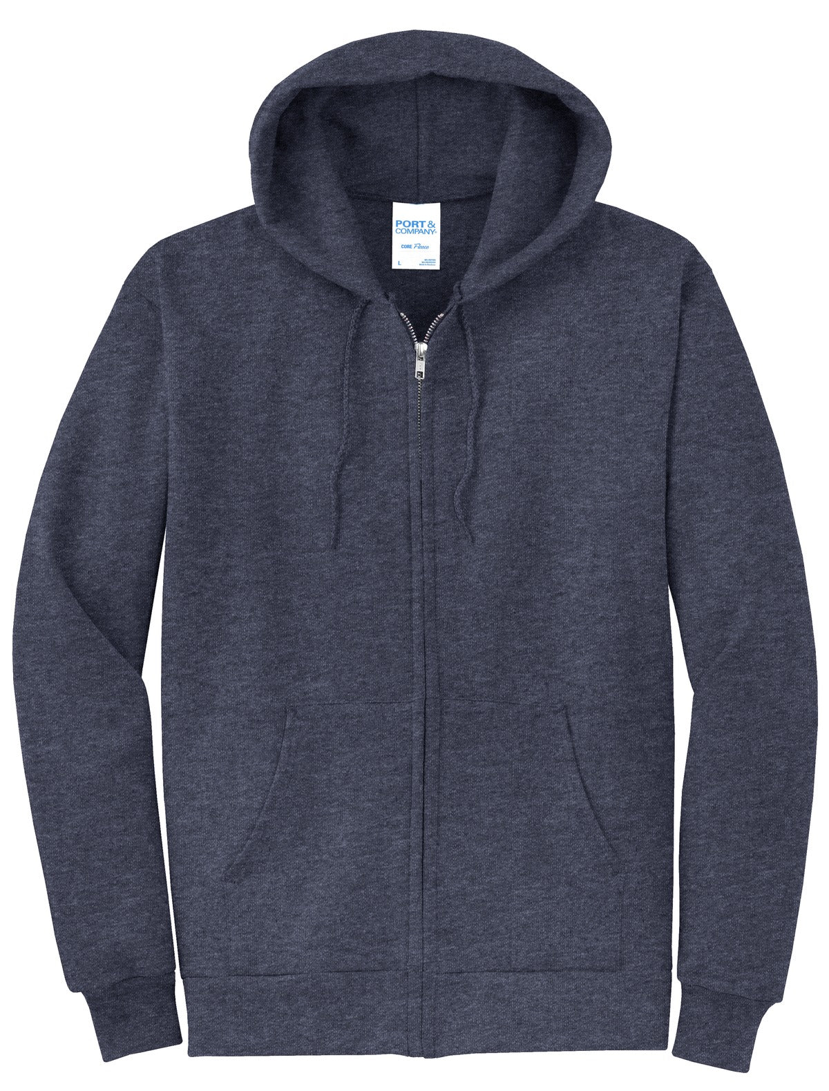 Port & Company Core Fleece Full-Zip Hooded Sweatshirt. PC78ZH Heather Navy