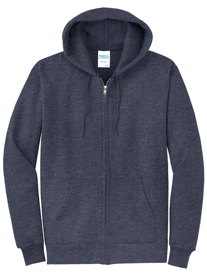 Port & Company Core Fleece Full-Zip Hooded Sweatshirt. PC78ZH Heather Navy