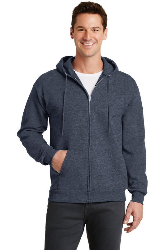 Port & Company Core Fleece Full-Zip Hooded Sweatshirt. PC78ZH Heather Navy