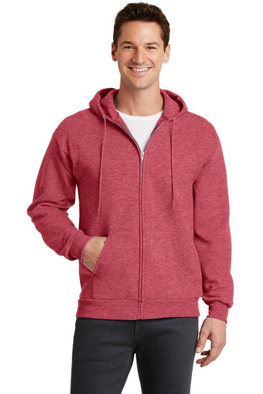 Port & Company Core Fleece Full-Zip Hooded Sweatshirt. PC78ZH Heather Red