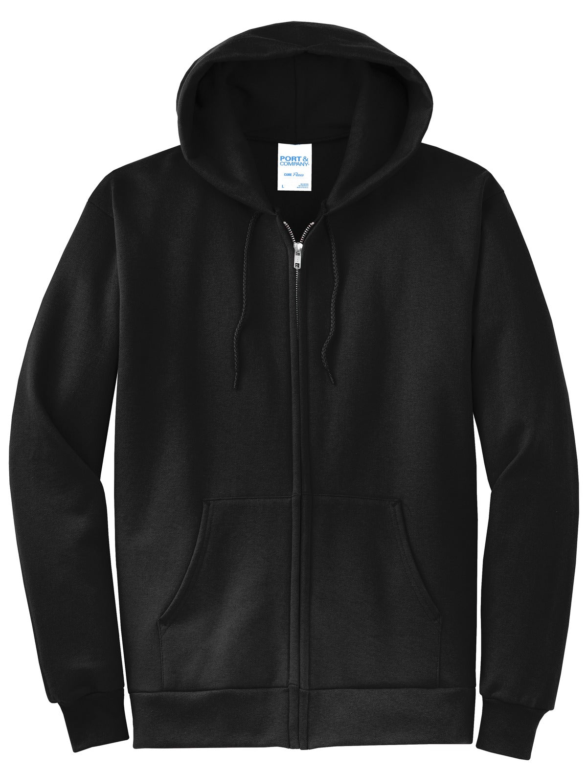 Port & Company Core Fleece Full-Zip Hooded Sweatshirt. PC78ZH Jet Black