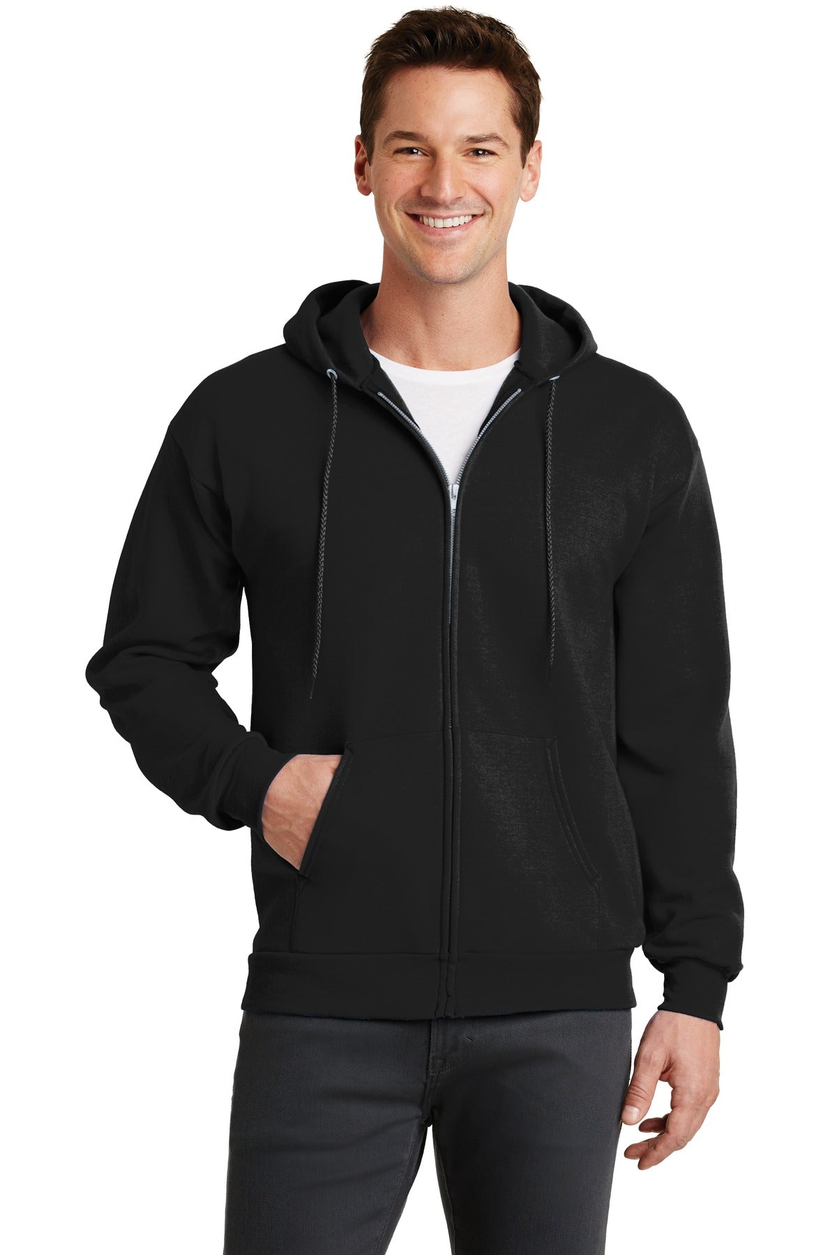 Port & Company Core Fleece Full-Zip Hooded Sweatshirt. PC78ZH Jet Black
