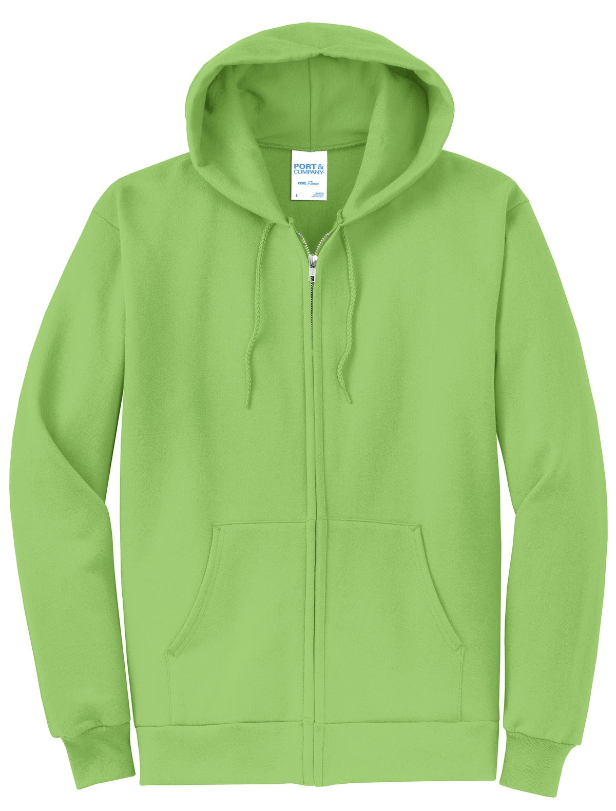 Port & Company Core Fleece Full-Zip Hooded Sweatshirt. PC78ZH Lime