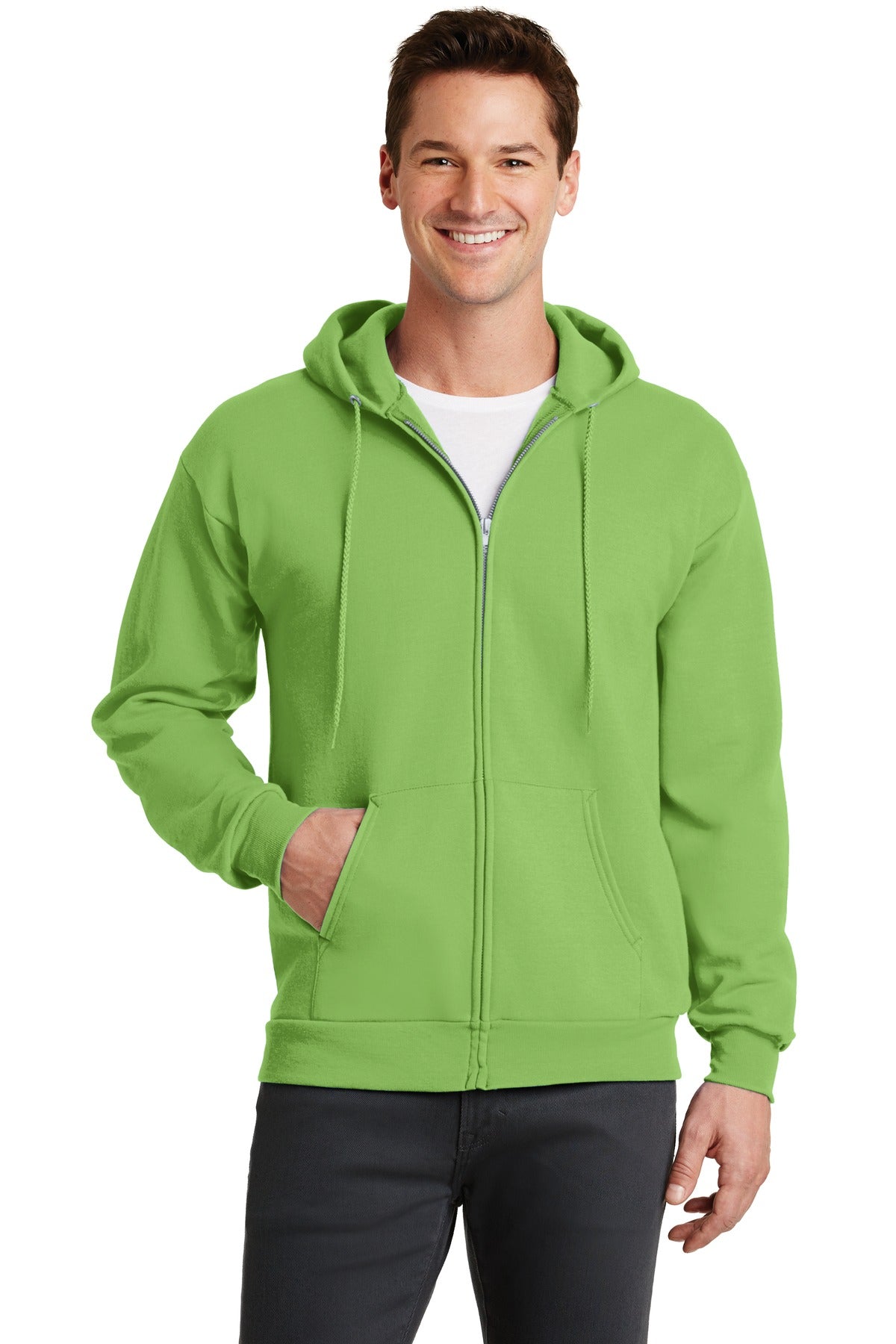 Port & Company Core Fleece Full-Zip Hooded Sweatshirt. PC78ZH Lime