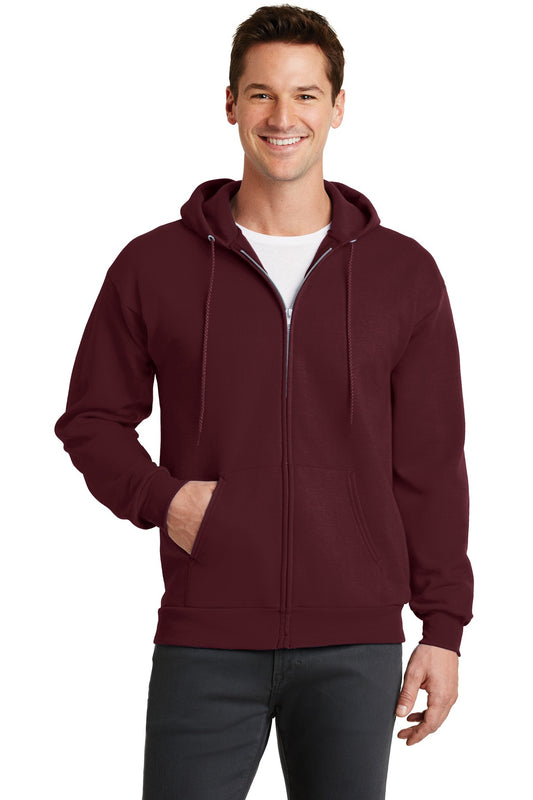 Port & Company Core Fleece Full-Zip Hooded Sweatshirt. PC78ZH Maroon