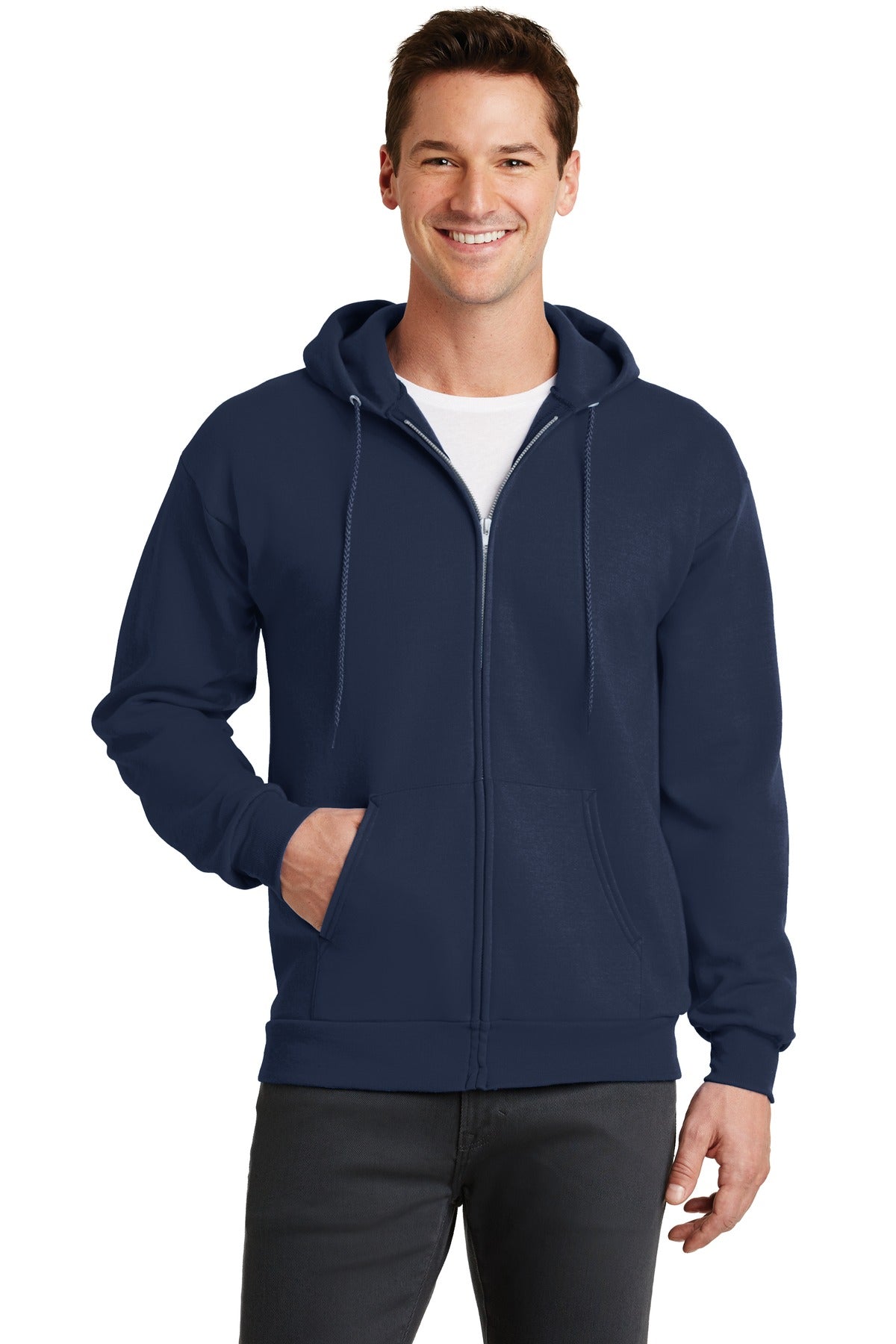 Port & Company Core Fleece Full-Zip Hooded Sweatshirt. PC78ZH Navy