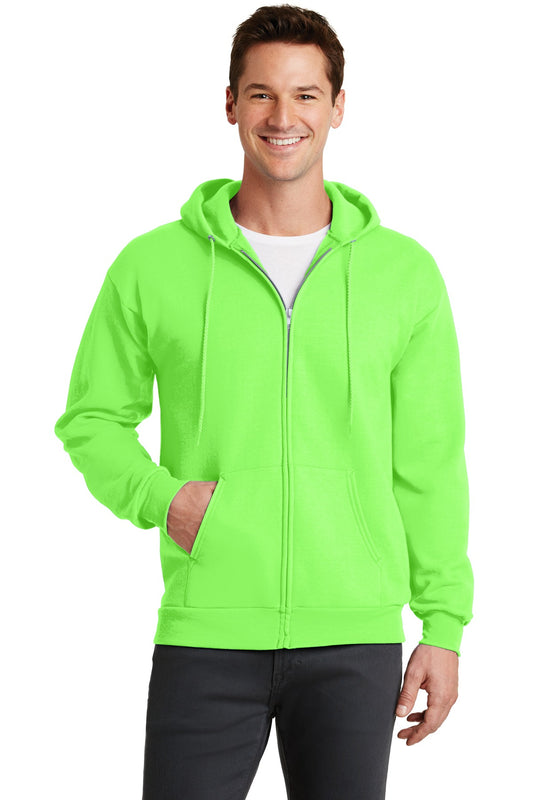 Port & Company Core Fleece Full-Zip Hooded Sweatshirt. PC78ZH Neon Green