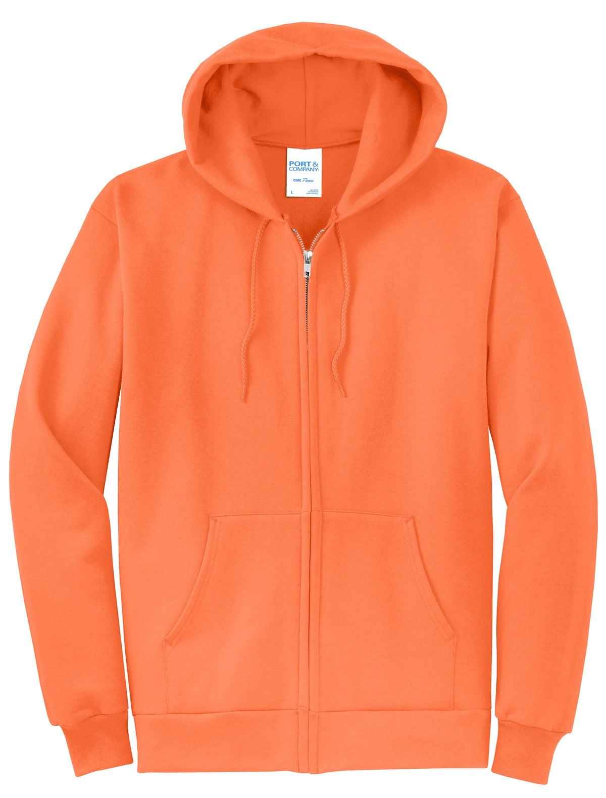 Port & Company Core Fleece Full-Zip Hooded Sweatshirt. PC78ZH Neon Orange