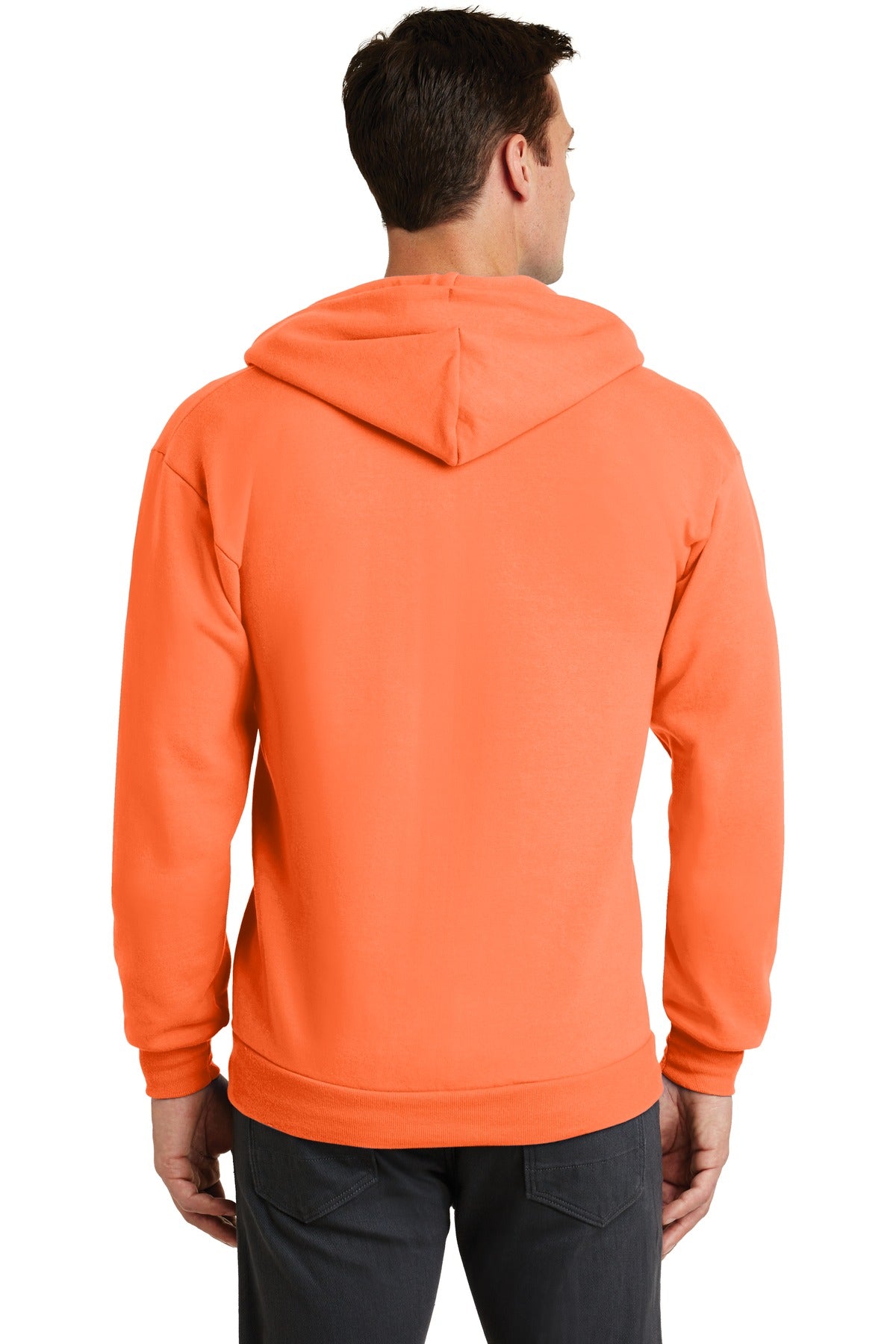 Port & Company Core Fleece Full-Zip Hooded Sweatshirt. PC78ZH Neon Orange