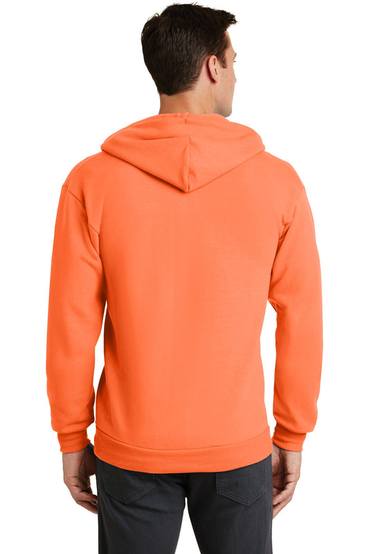Port & Company Core Fleece Full-Zip Hooded Sweatshirt. PC78ZH Neon Orange