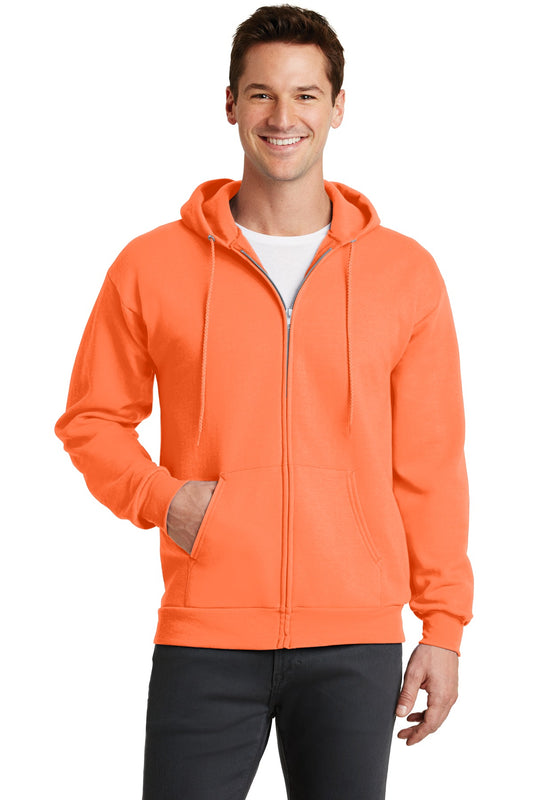 Port & Company Core Fleece Full-Zip Hooded Sweatshirt. PC78ZH Neon Orange