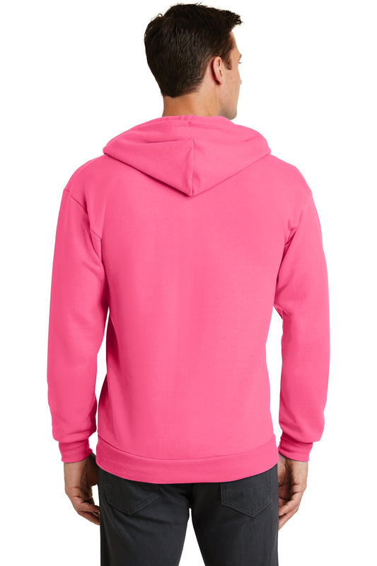 Port & Company Core Fleece Full-Zip Hooded Sweatshirt. PC78ZH Neon Pink