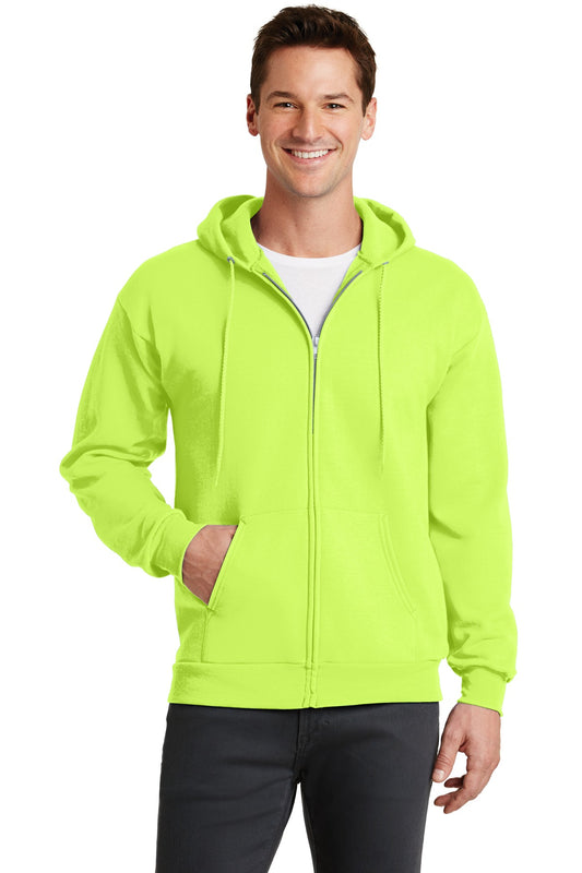 Port & Company Core Fleece Full-Zip Hooded Sweatshirt. PC78ZH Neon Yellow