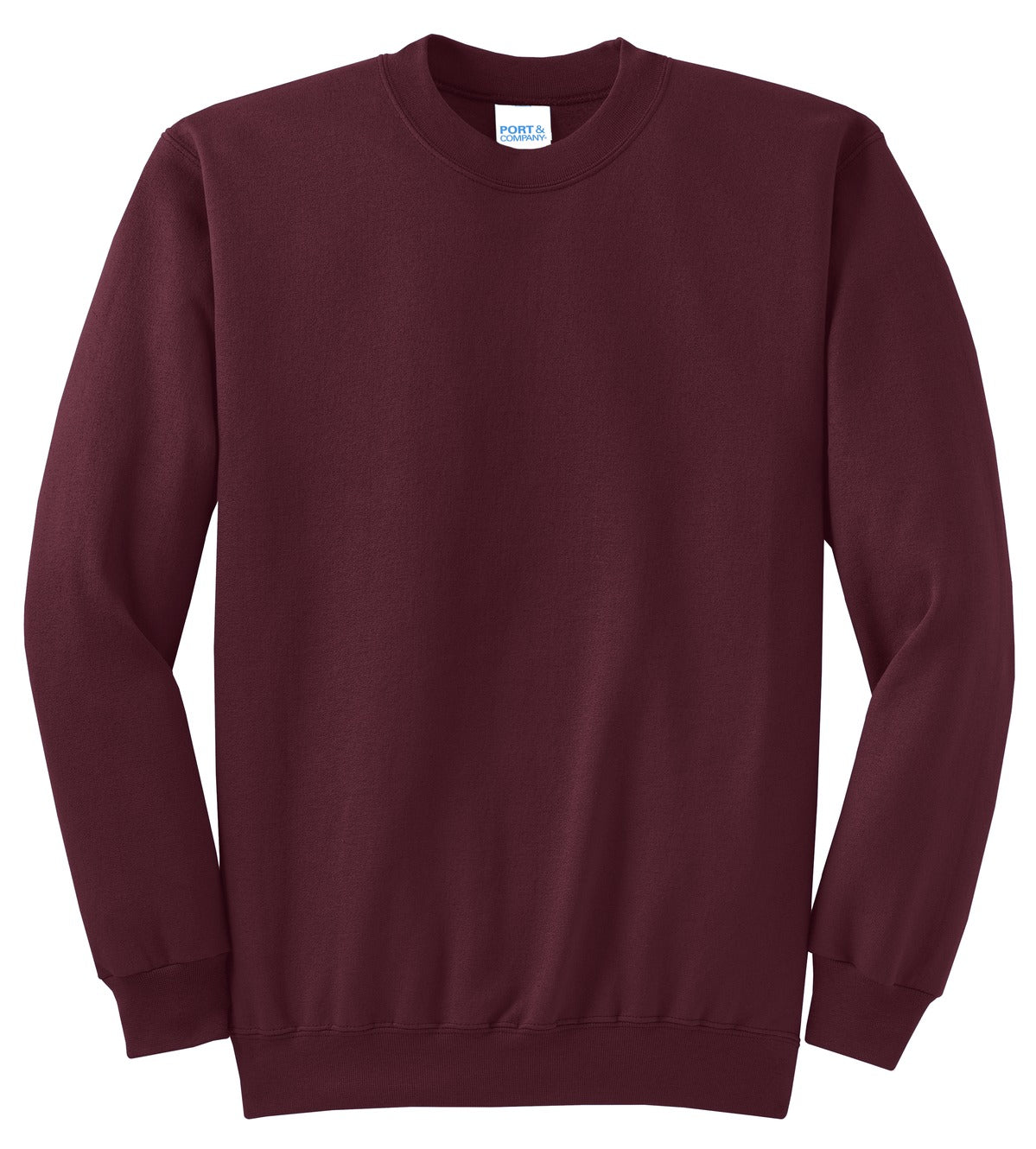 Port & Company Core Fleece Crewneck Sweatshirt. PC78 Maroon