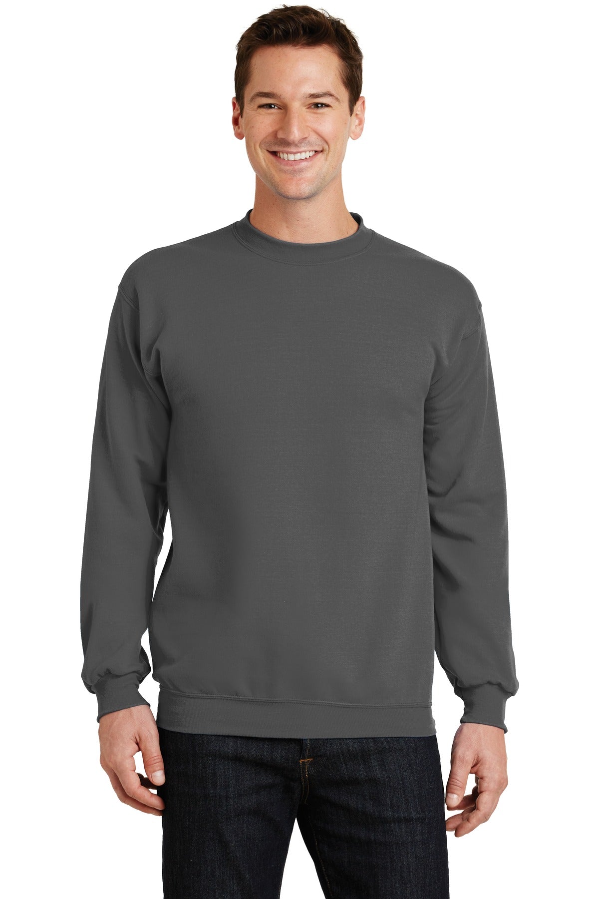 Port & Company Core Fleece Crewneck Sweatshirt. PC78 Charcoal