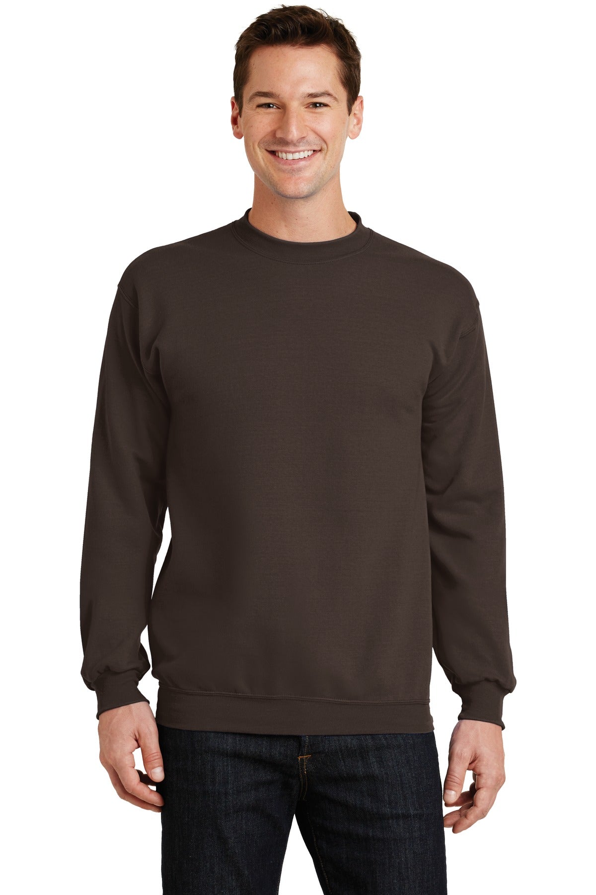 Port & Company Core Fleece Crewneck Sweatshirt. PC78 Dark Chocolate Brown