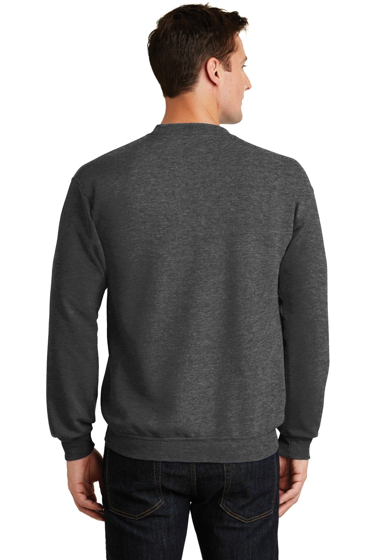 Port & Company Core Fleece Crewneck Sweatshirt. PC78 Dark Heather Grey