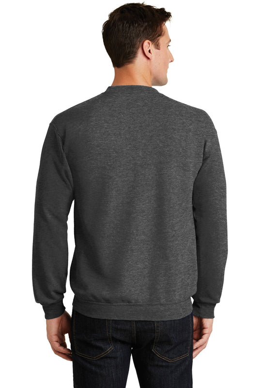 Port & Company Core Fleece Crewneck Sweatshirt. PC78 Dark Heather Grey