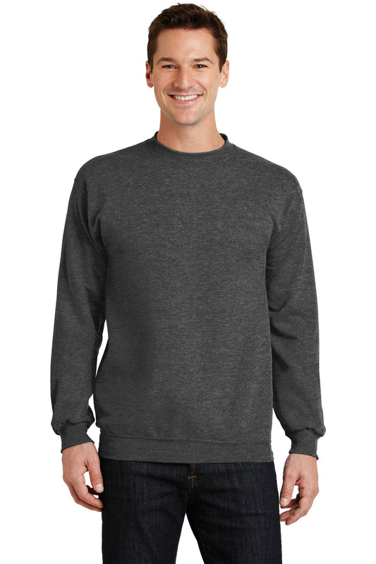Port & Company Core Fleece Crewneck Sweatshirt. PC78 Dark Heather Grey
