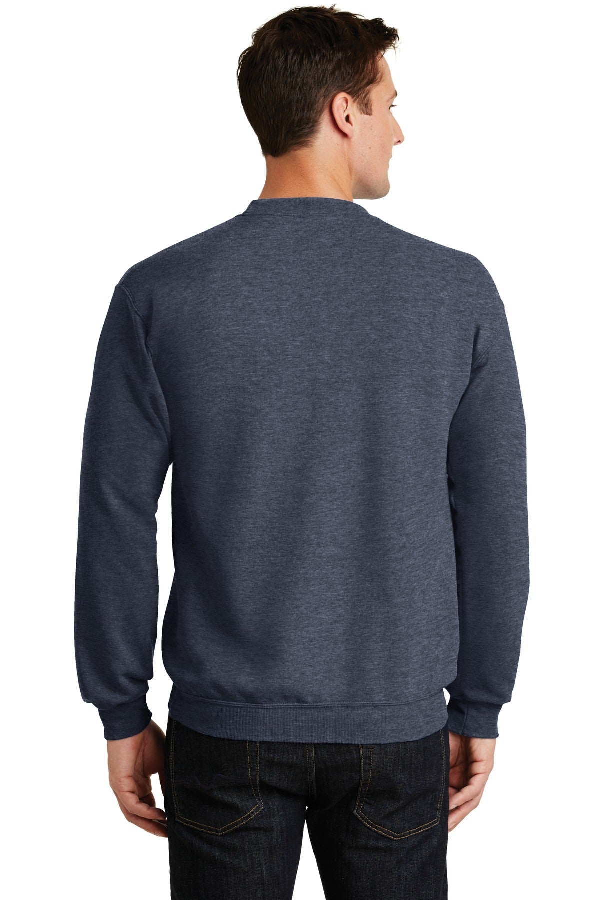 Port & Company Core Fleece Crewneck Sweatshirt. PC78 Heather Navy