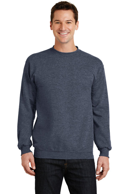 Port & Company Core Fleece Crewneck Sweatshirt. PC78 Heather Navy