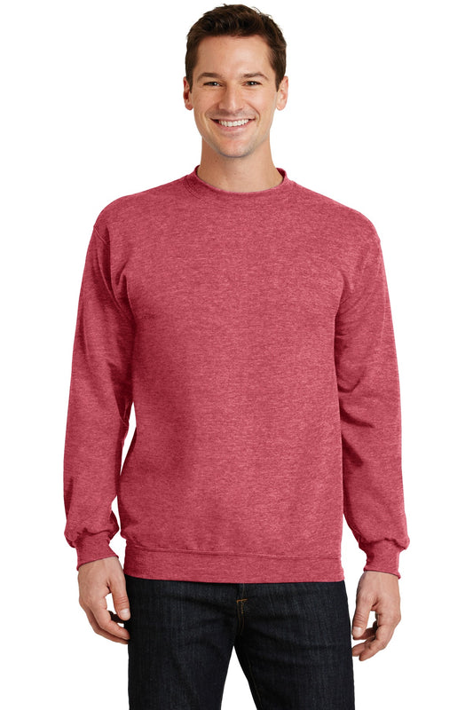 Port & Company Core Fleece Crewneck Sweatshirt. PC78 Heather Red
