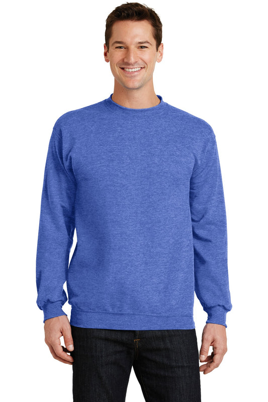 Port & Company Core Fleece Crewneck Sweatshirt. PC78 Heather Royal