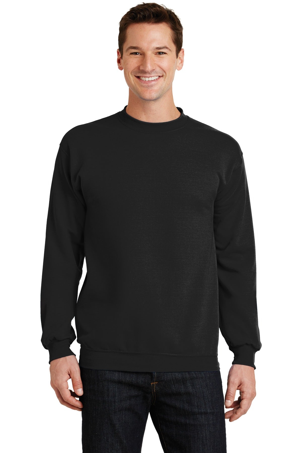 Port & Company Core Fleece Crewneck Sweatshirt. PC78 Jet Black