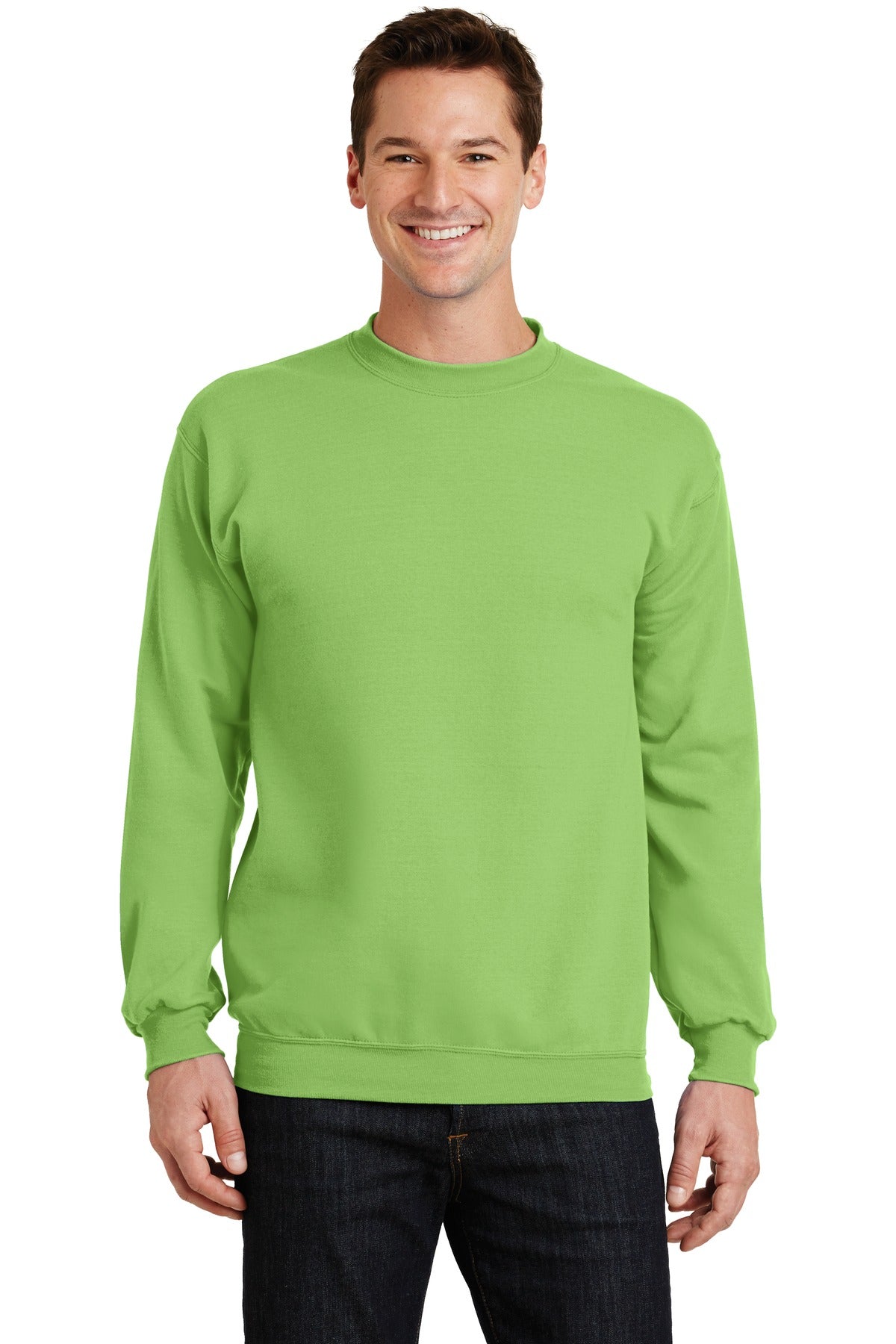 Port & Company Core Fleece Crewneck Sweatshirt. PC78 Lime