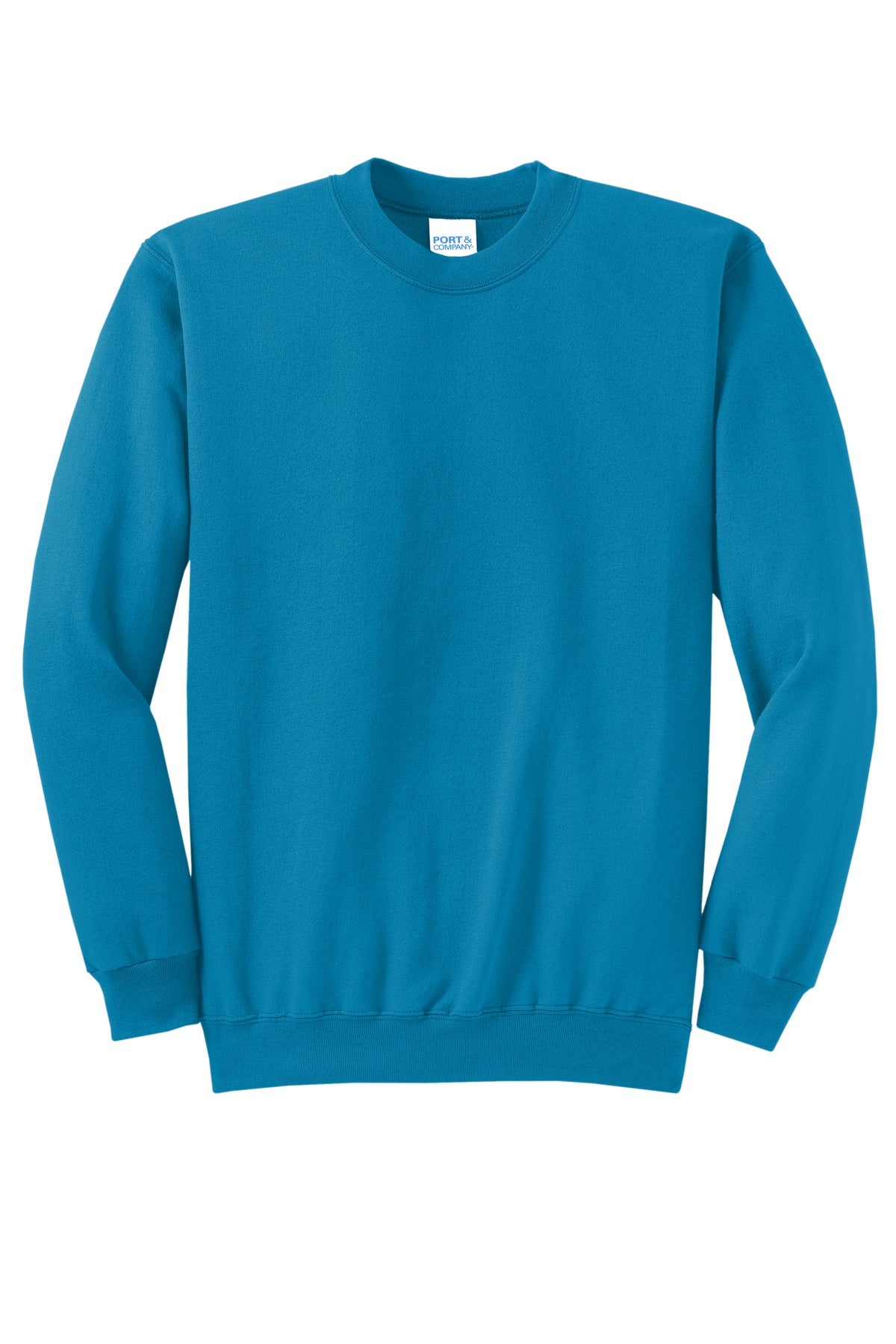 Port & Company Core Fleece Crewneck Sweatshirt. PC78 Neon Blue