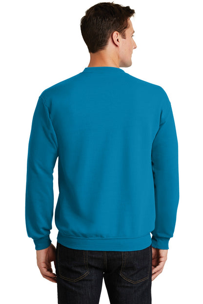 Port & Company Core Fleece Crewneck Sweatshirt. PC78 Neon Blue