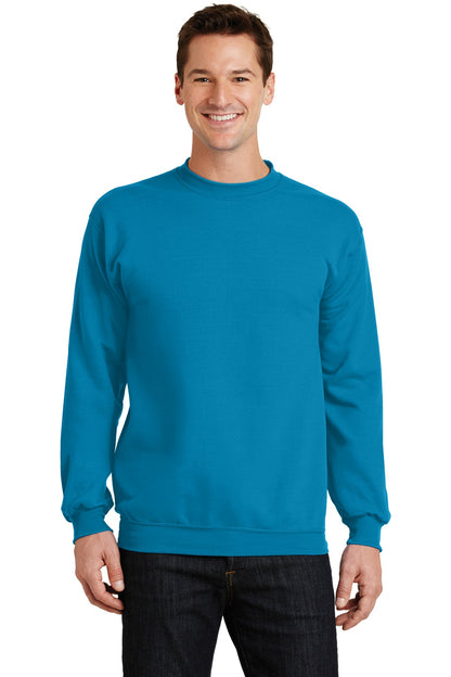 Port & Company Core Fleece Crewneck Sweatshirt. PC78 Neon Blue