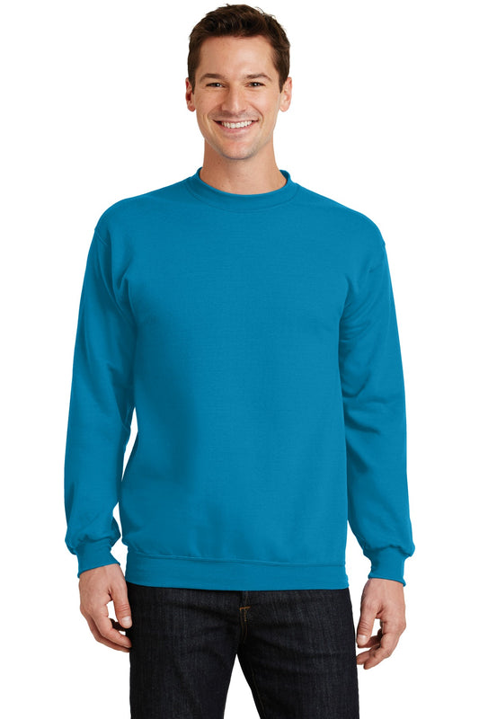 Port & Company Core Fleece Crewneck Sweatshirt. PC78 Neon Blue