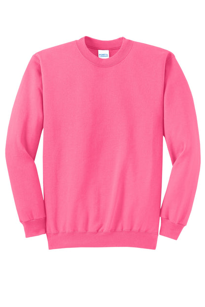 Port & Company Core Fleece Crewneck Sweatshirt. PC78 Neon Pink