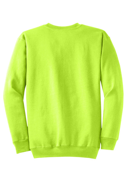 Port & Company Core Fleece Crewneck Sweatshirt. PC78 Neon Yellow