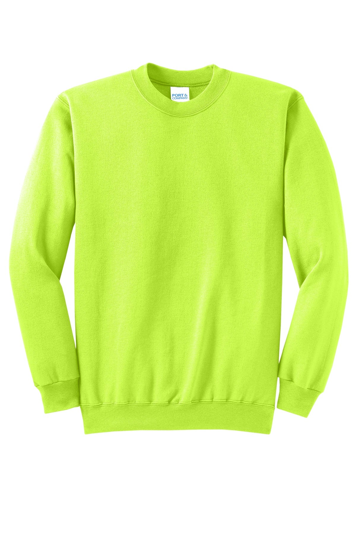 Port & Company Core Fleece Crewneck Sweatshirt. PC78 Neon Yellow