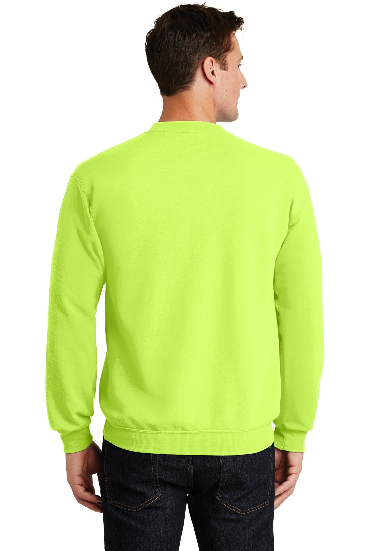 Port & Company Core Fleece Crewneck Sweatshirt. PC78 Neon Yellow